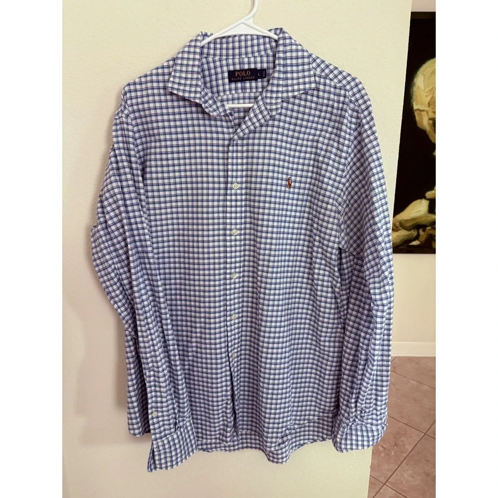 Polo Ralph Lauren Men's Blue Plaid Long Sleeve Button Down Shirt